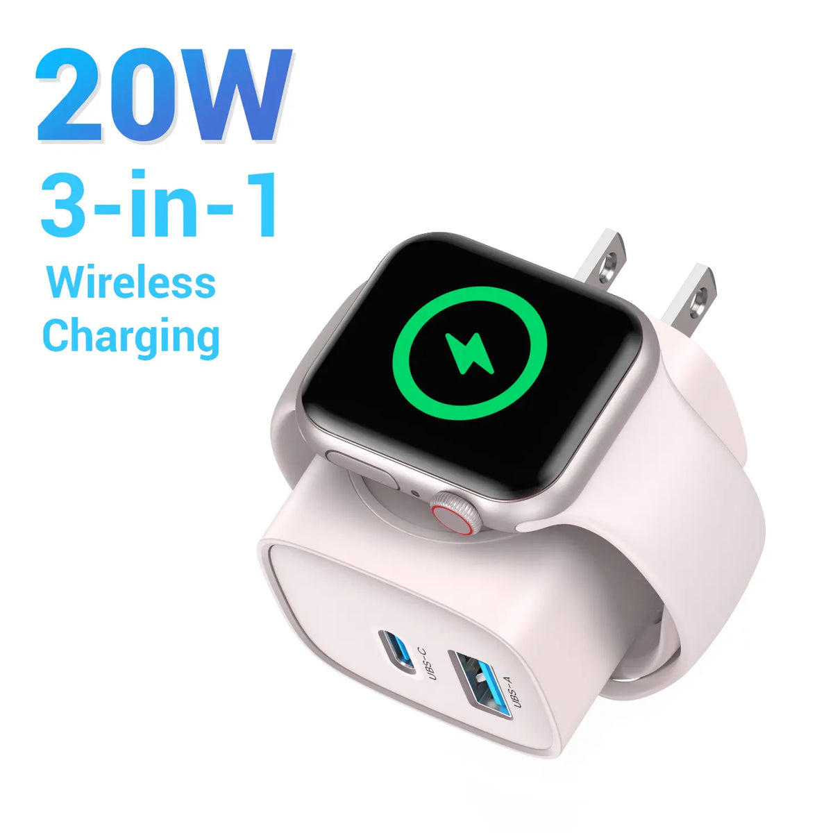 TOPADRE 3-in-1 Magnetic Wireless Apple watch PD USB-C Wall Charger Block - 20W Fast Charging, Compatible with iWatch Ultra/9/8/7/6/SE Series, iPhone 17/17 Pro/16/16 Pro/15 Series, Compact & Travel Essential Gift Ideas
