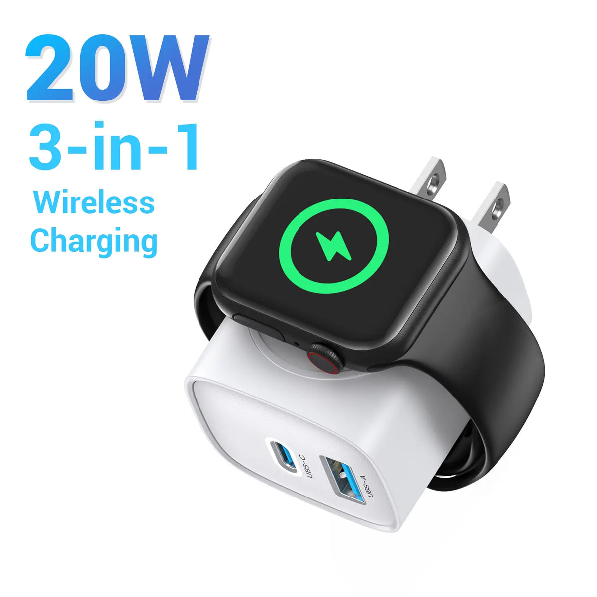 TOPADRE 3-in-1 Magnetic Wireless Apple watch PD USB-C Wall Charger Block - 20W Fast Charging, Compatible with iWatch Ultra/9/8/7/6/SE Series, iPhone 17/17 Pro/16/16 Pro/15 Series, Compact & Travel Essential Gift Ideas