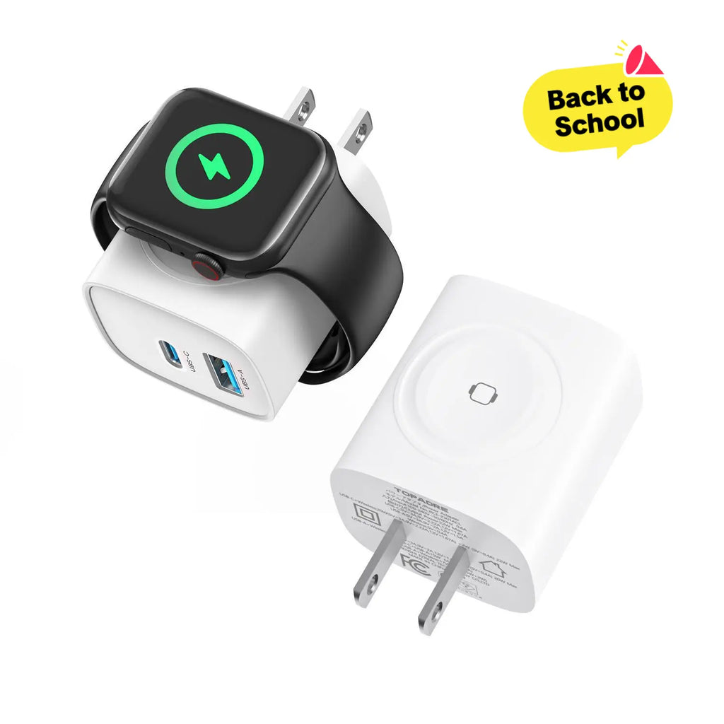 TOPADRE 3-in-1 Magnetic Wireless Apple watch PD USB-C Wall Charger Block - 20W Fast Charging, Compatible with iWatch Ultra/9/8/7/6/SE Series, iPhone 17/17 Pro/16/16 Pro/15 Series, Compact & Travel Essential Gift Ideas