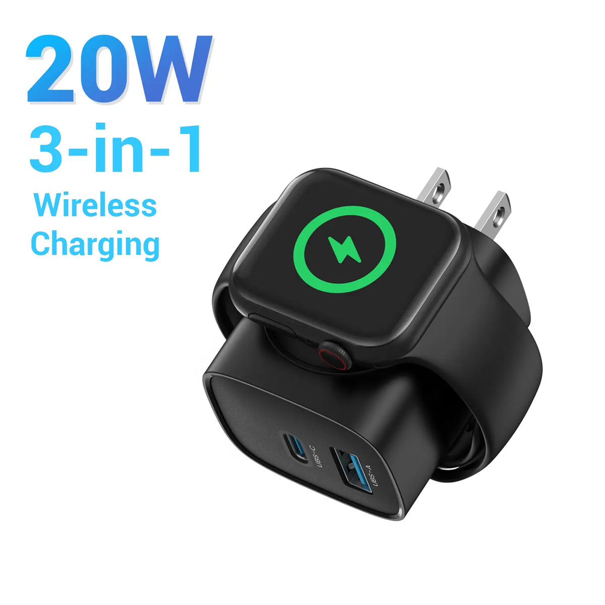 TOPADRE 3-in-1 Magnetic Wireless Apple watch PD USB-C Wall Charger Block - 20W Fast Charging, Compatible with iWatch Ultra/9/8/7/6/SE Series, iPhone 17/17 Pro/16/16 Pro/15 Series, Compact & Travel Essential Gift Ideas